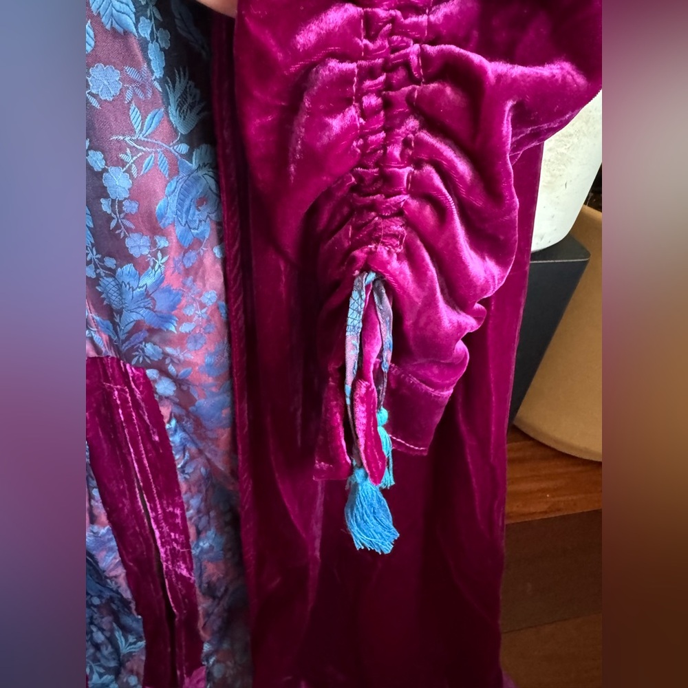 Free People Dahlia Velvet Duster Coat, in Berry Pink Size Medium - Picture 6 of 8